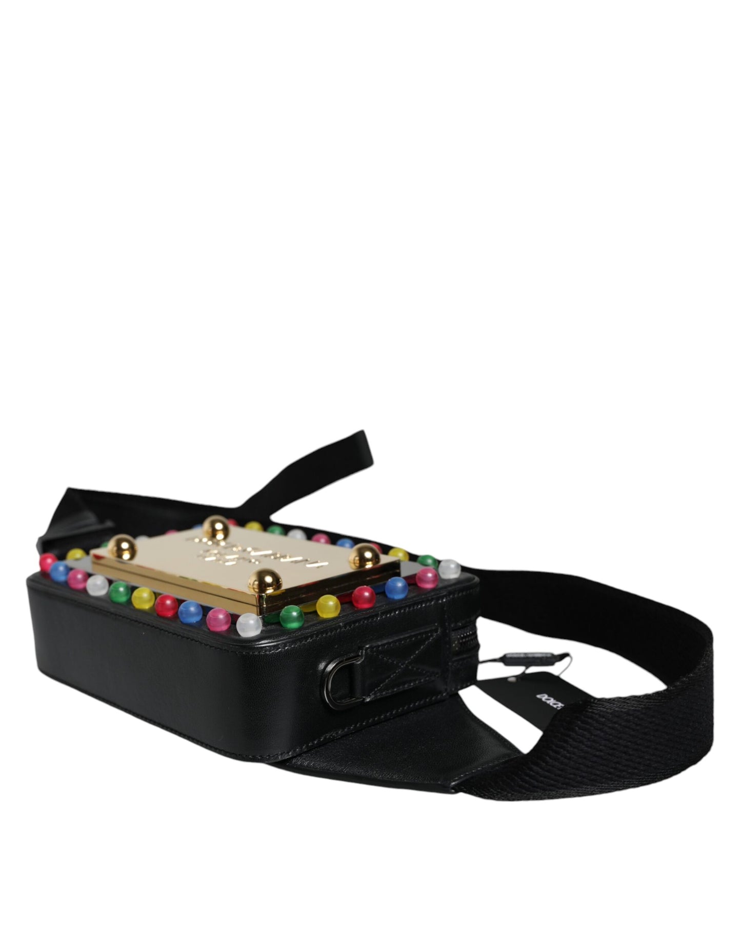 Dolce & Gabbana Schwarze Leder Gürteltasche mit LED-Logo für Damen