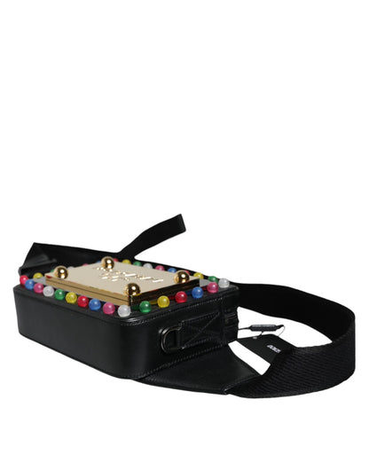 Dolce & Gabbana Schwarze Leder Gürteltasche mit LED-Logo für Damen