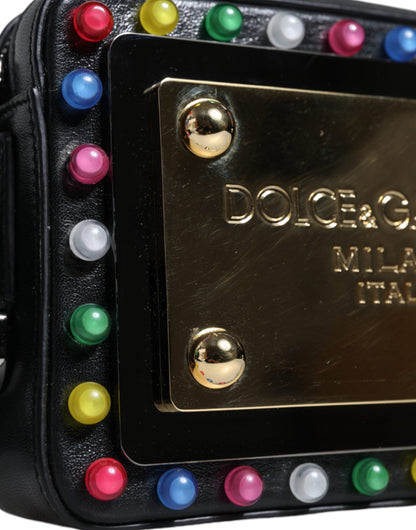 Dolce & Gabbana Schwarze Leder Gürteltasche mit LED-Logo für Damen