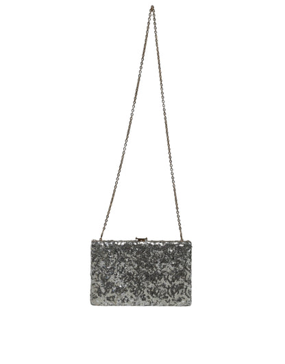 Elegante Dolce & Gabbana Silberne Pailletten-Clutch für besondere Anlässe