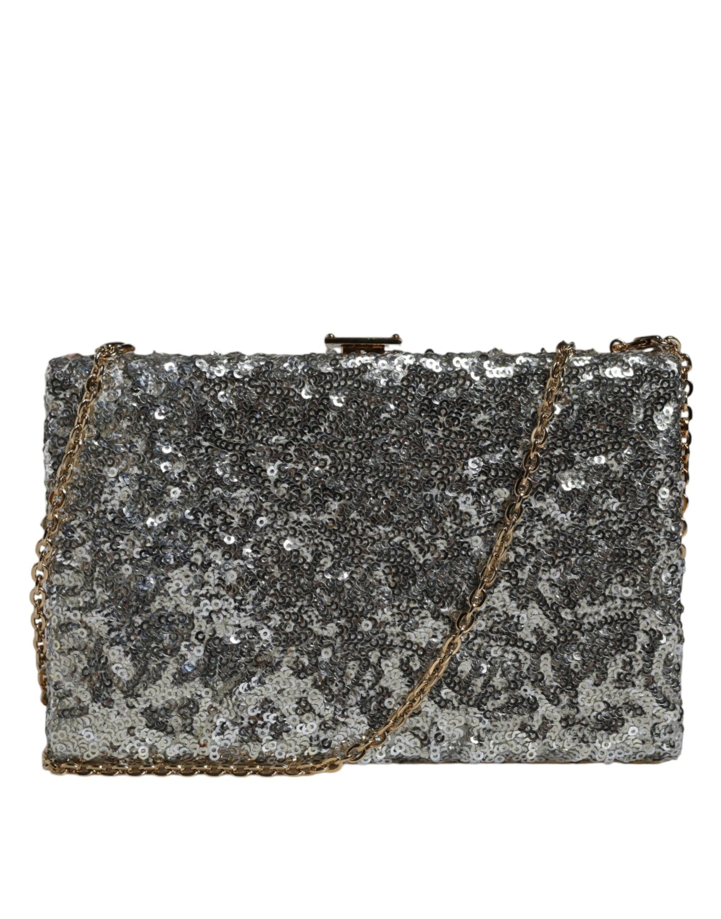 Elegante Dolce & Gabbana Silberne Pailletten-Clutch für besondere Anlässe