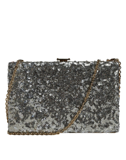 Elegante Dolce & Gabbana Silberne Pailletten-Clutch für besondere Anlässe