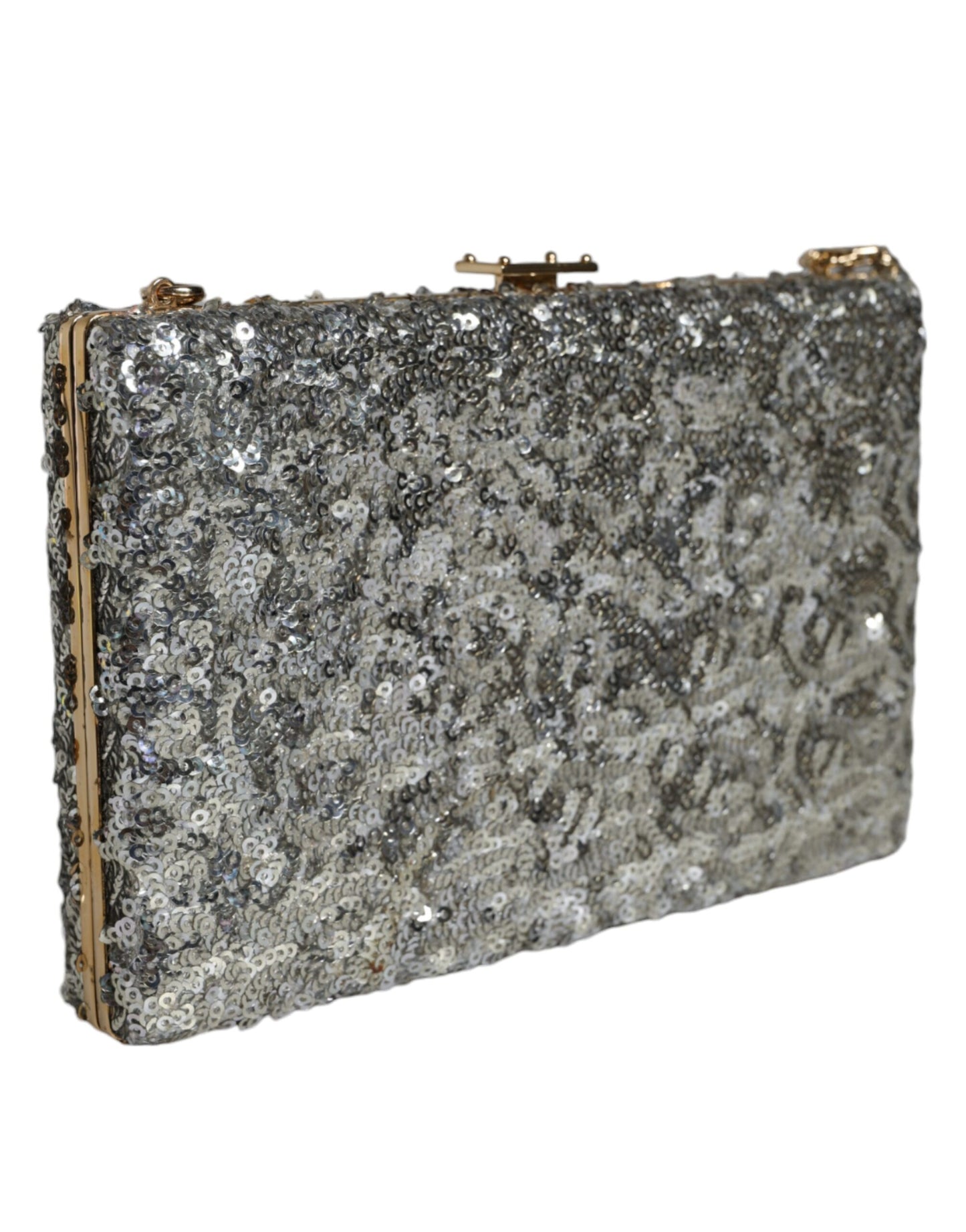 Elegante Dolce & Gabbana Silberne Pailletten-Clutch für besondere Anlässe