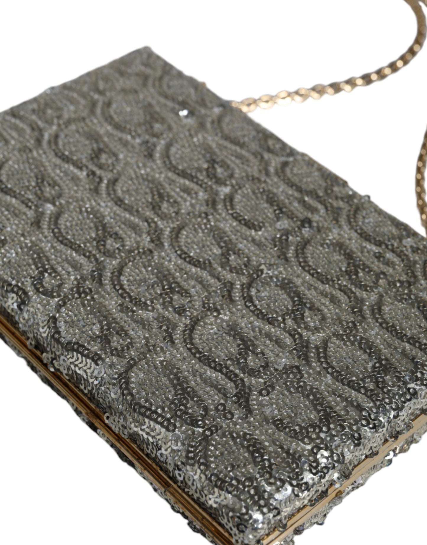 Elegante Dolce & Gabbana Silberne Pailletten-Clutch für besondere Anlässe