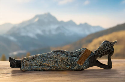 Majestic reclining Buddha in antique look