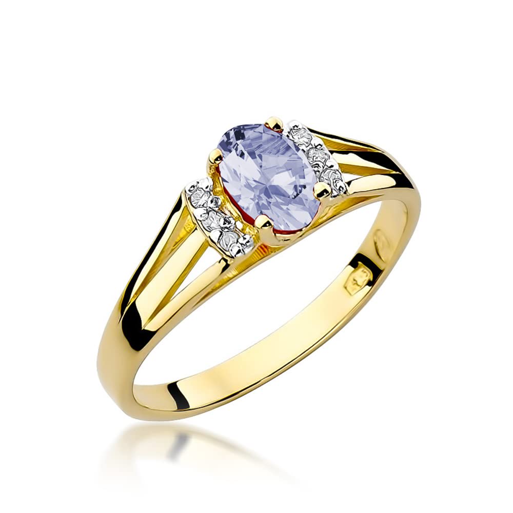 MARKO Gold Ring with Topaz 0.50 Ct and Diamonds 0.05 Ct | Ring Made of 14 K 585 | Engagement Ring | Ring for Women