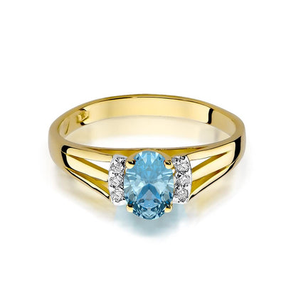 MARKO Gold Ring with Topaz 0.50 Ct and Diamonds 0.05 Ct | Ring Made of 14 K 585 | Engagement Ring | Ring for Women