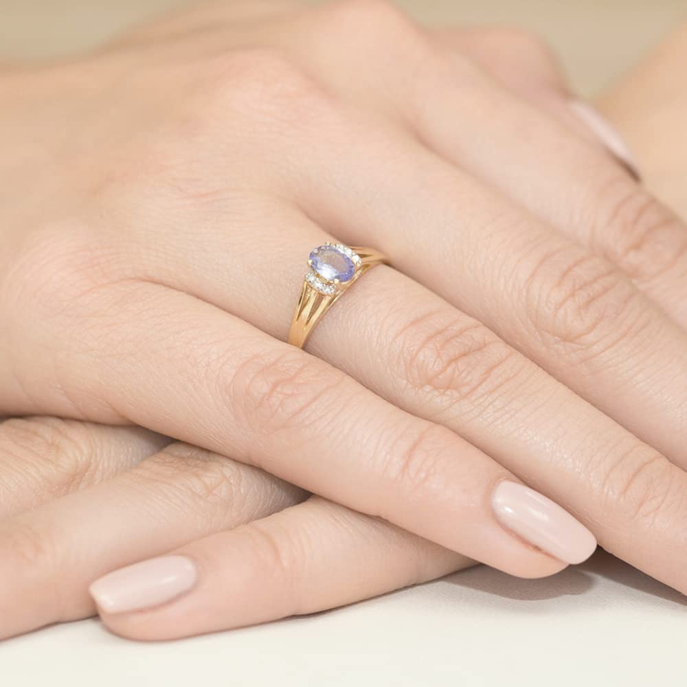 MARKO Gold Ring with Topaz 0.50 Ct and Diamonds 0.05 Ct | Ring Made of 14 K 585 | Engagement Ring | Ring for Women