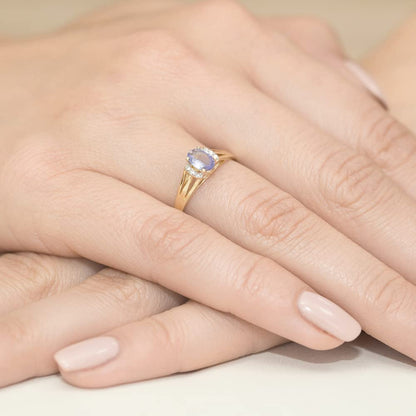 MARKO Gold Ring with Topaz 0.50 Ct and Diamonds 0.05 Ct | Ring Made of 14 K 585 | Engagement Ring | Ring for Women