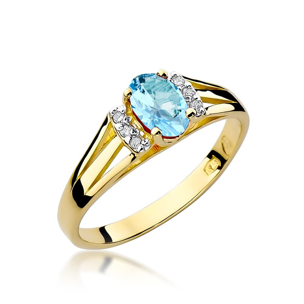 MARKO Gold Ring with Topaz 0.50 Ct and Diamonds 0.05 Ct | Ring Made of 14 K 585 | Engagement Ring | Ring for Women