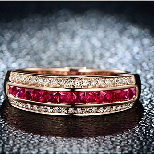 Wedding Rings 18 Carat Diamond Real Band Ring with Ruby 0.86 Carat Engagement Rings Wedding Ring for Women