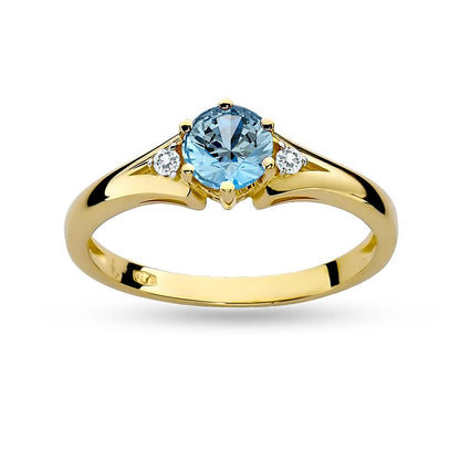 MARKO 0.50ct Topaz & Diamond Engagement Ring in 14ct Gold with Elegant Ring Box
