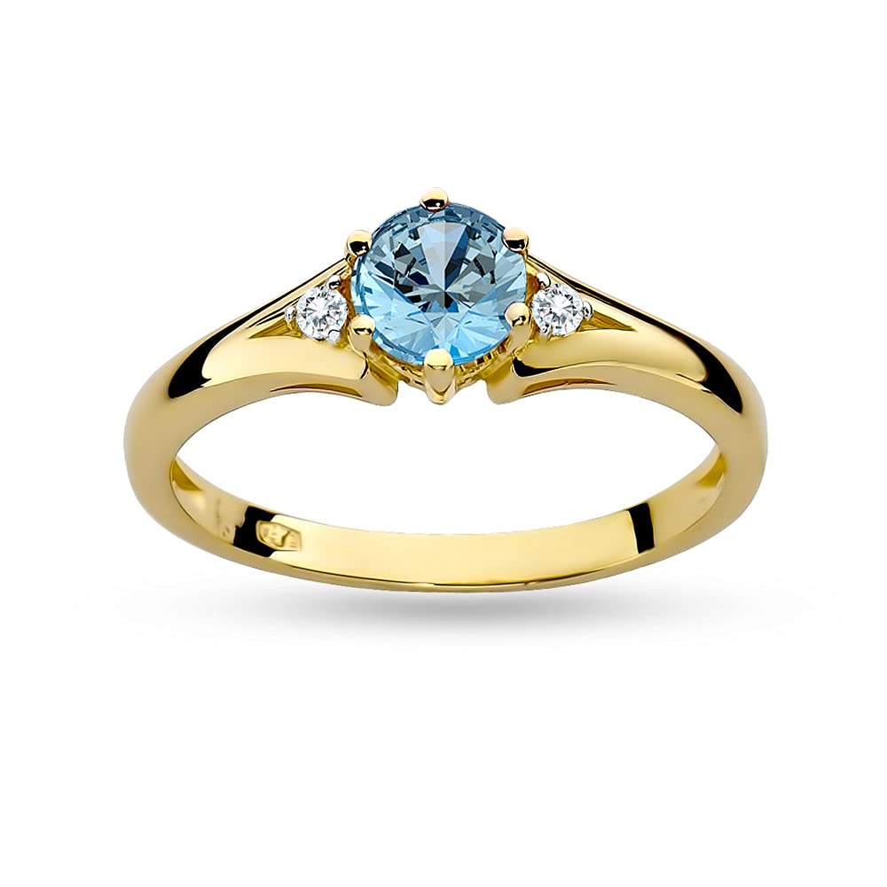 MARKO 0.50ct Topaz & Diamond Engagement Ring in 14ct Gold with Elegant Ring Box
