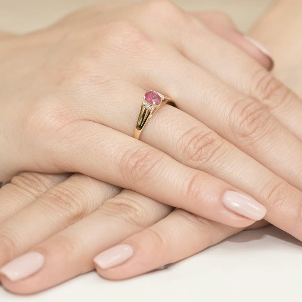 MARKO Gold Ring with Topaz 0.50 Ct and Diamonds 0.05 Ct | Ring Made of 14 K 585 | Engagement Ring | Ring for Women