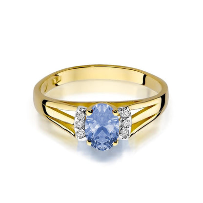 MARKO Gold Ring with Topaz 0.50 Ct and Diamonds 0.05 Ct | Ring Made of 14 K 585 | Engagement Ring | Ring for Women