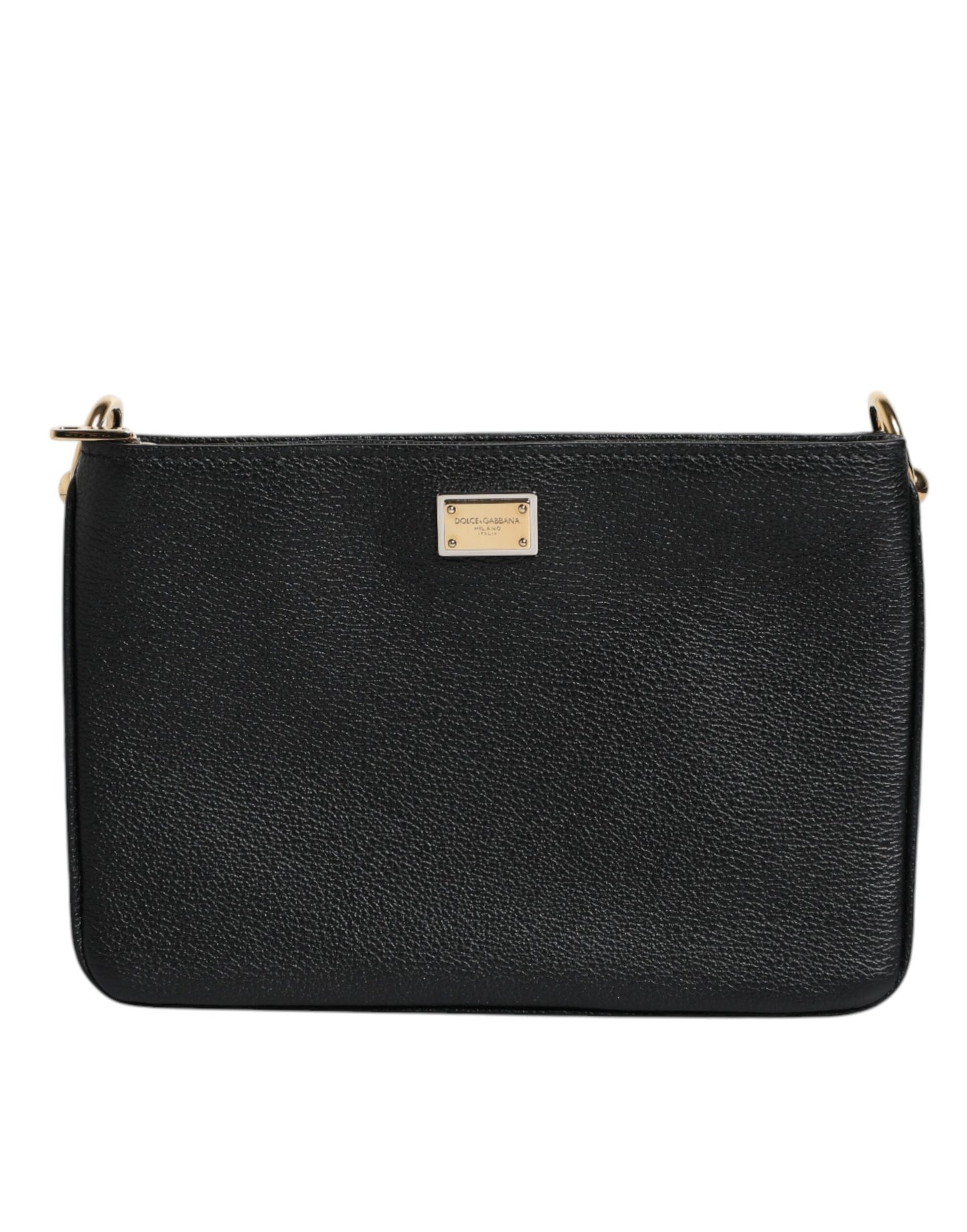 Dolce & Gabbana Schwarzes Narbenleder Clutch Bag – Exklusives Designer Accessoire