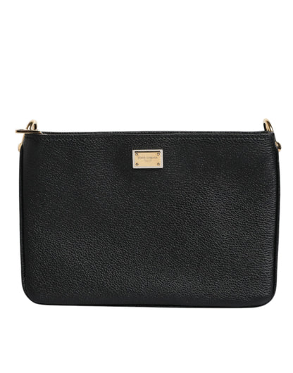 Dolce & Gabbana Schwarzes Narbenleder Clutch Bag – Exklusives Designer Accessoire