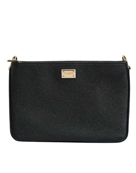 Dolce & Gabbana Schwarzes Narbenleder Clutch Bag – Exklusives Designer Accessoire