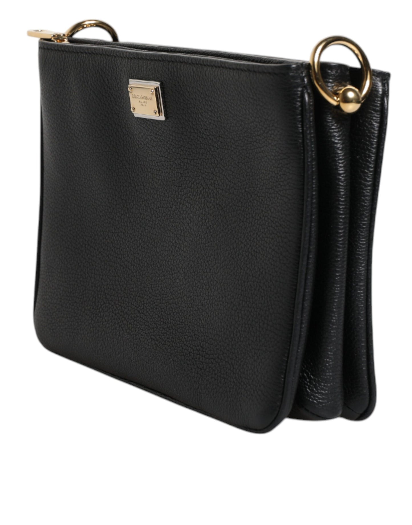 Dolce & Gabbana Schwarzes Narbenleder Clutch Bag – Exklusives Designer Accessoire