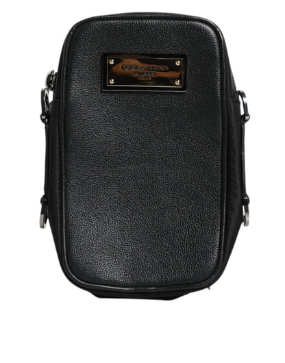 Dolce & Gabbana Schwarze Narbenleder Clutch Bag mit Logoplakette