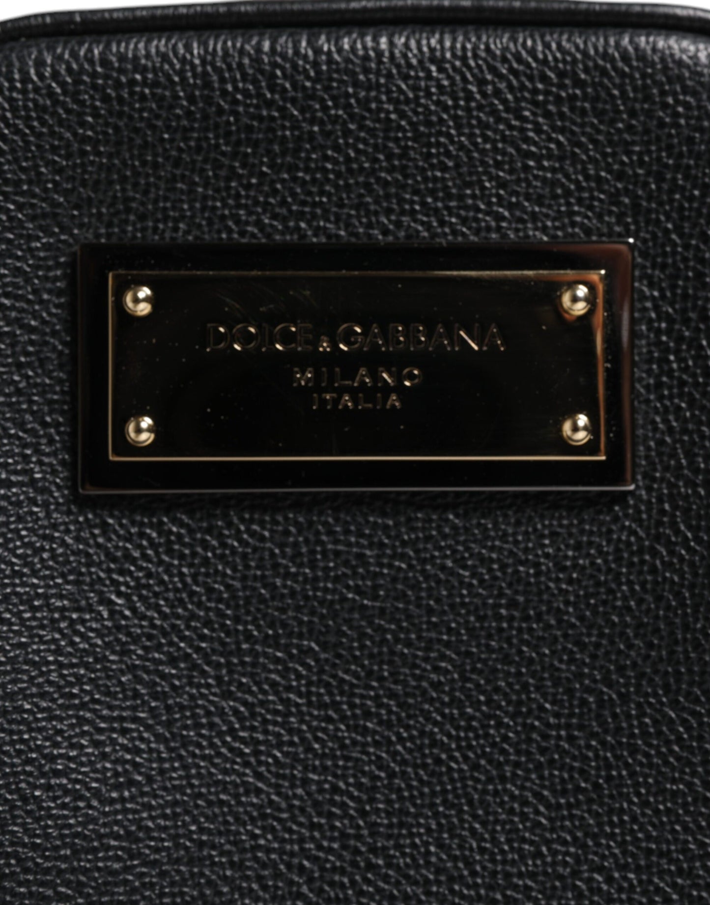 Dolce & Gabbana Schwarze Narbenleder Clutch Bag mit Logoplakette