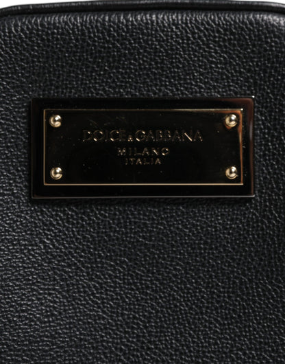 Dolce & Gabbana Schwarze Narbenleder Clutch Bag mit Logoplakette