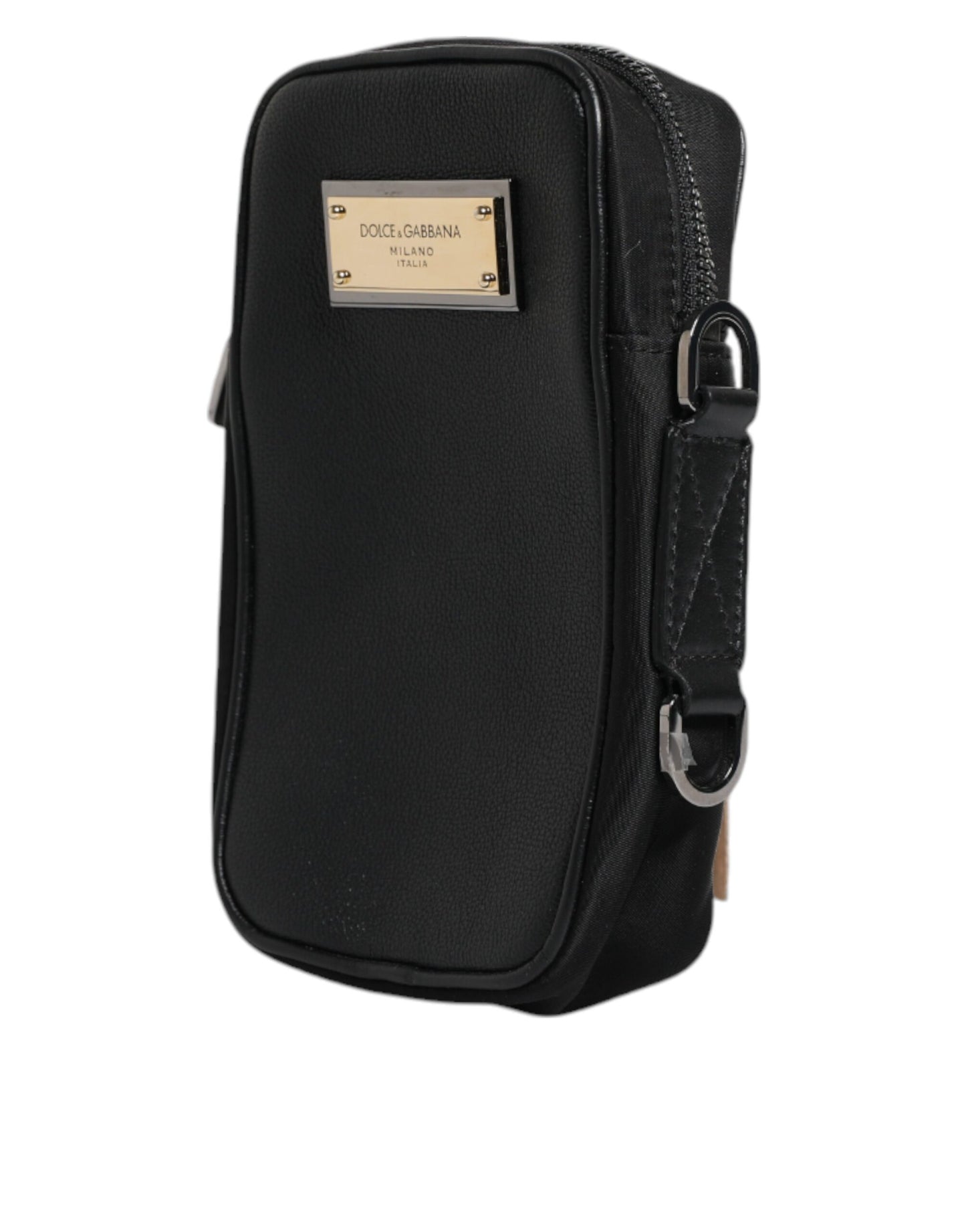 Dolce & Gabbana Schwarze Narbenleder Clutch Bag mit Logoplakette