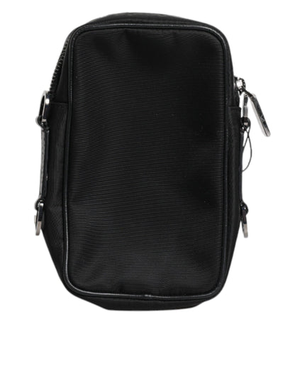 Dolce & Gabbana Schwarze Narbenleder Clutch Bag mit Logoplakette