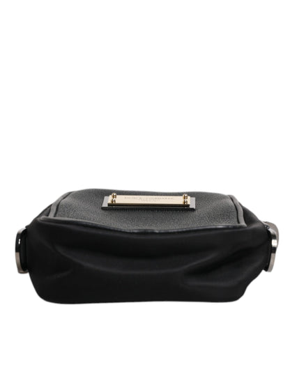 Dolce & Gabbana Schwarze Narbenleder Clutch Bag mit Logoplakette