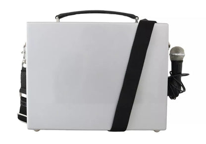 Dolce & Gabbana Silberne Retro Radio Boombox Handgefertigte Designer Tasche