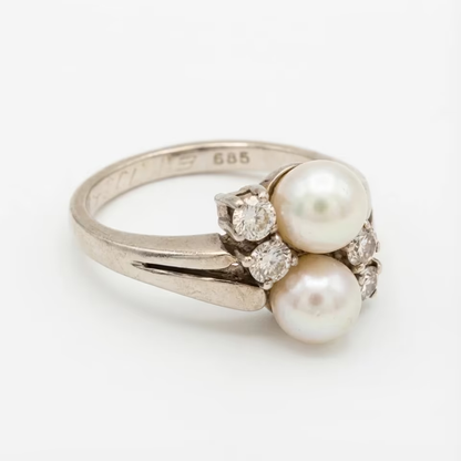 Elegant pearl ring in 14k gold (585) – timeless vintage shine, size 53