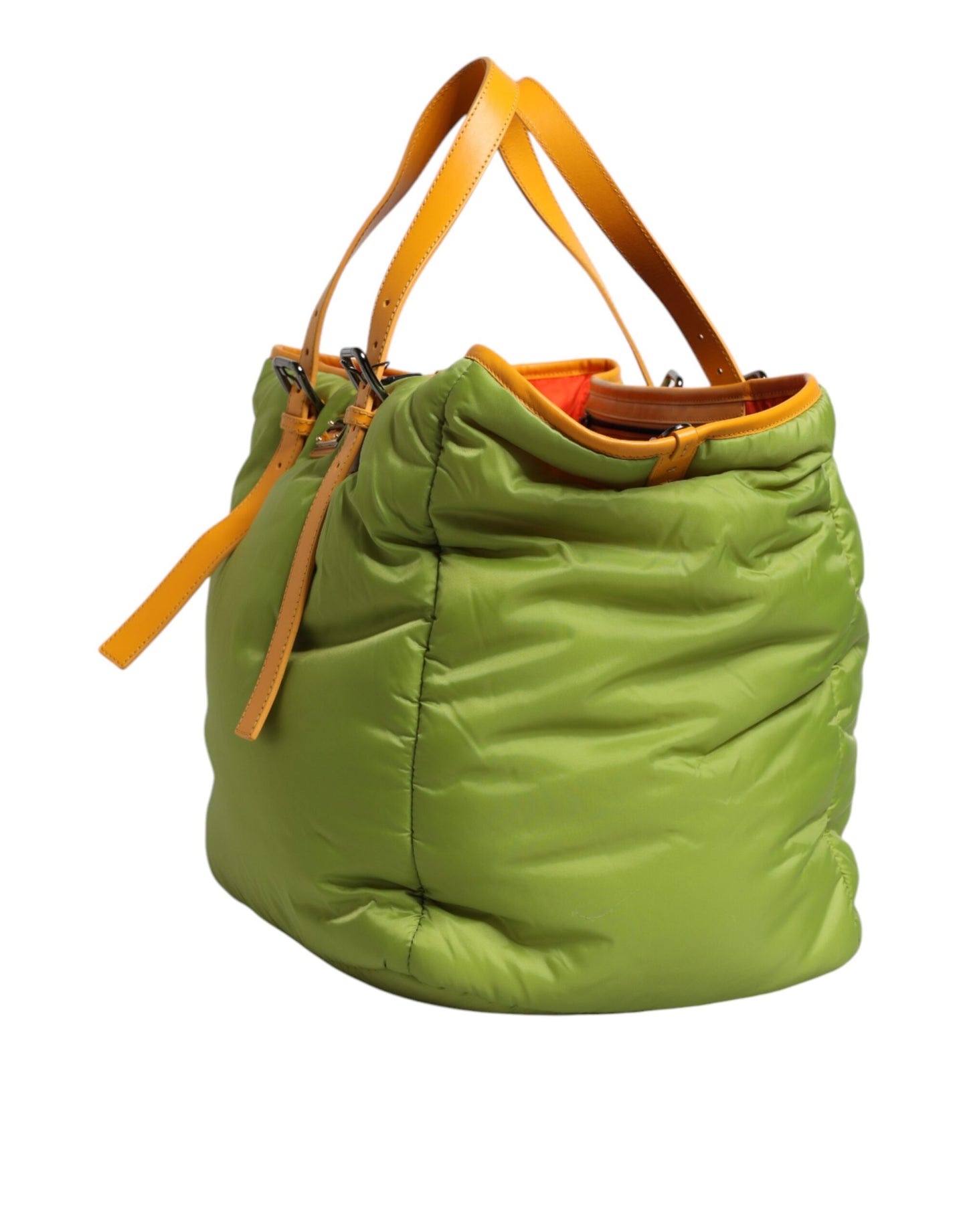 Dolce & Gabbana Grüne Nylon gepolsterte Logo Plaque Tote Umhängetasche für Damen