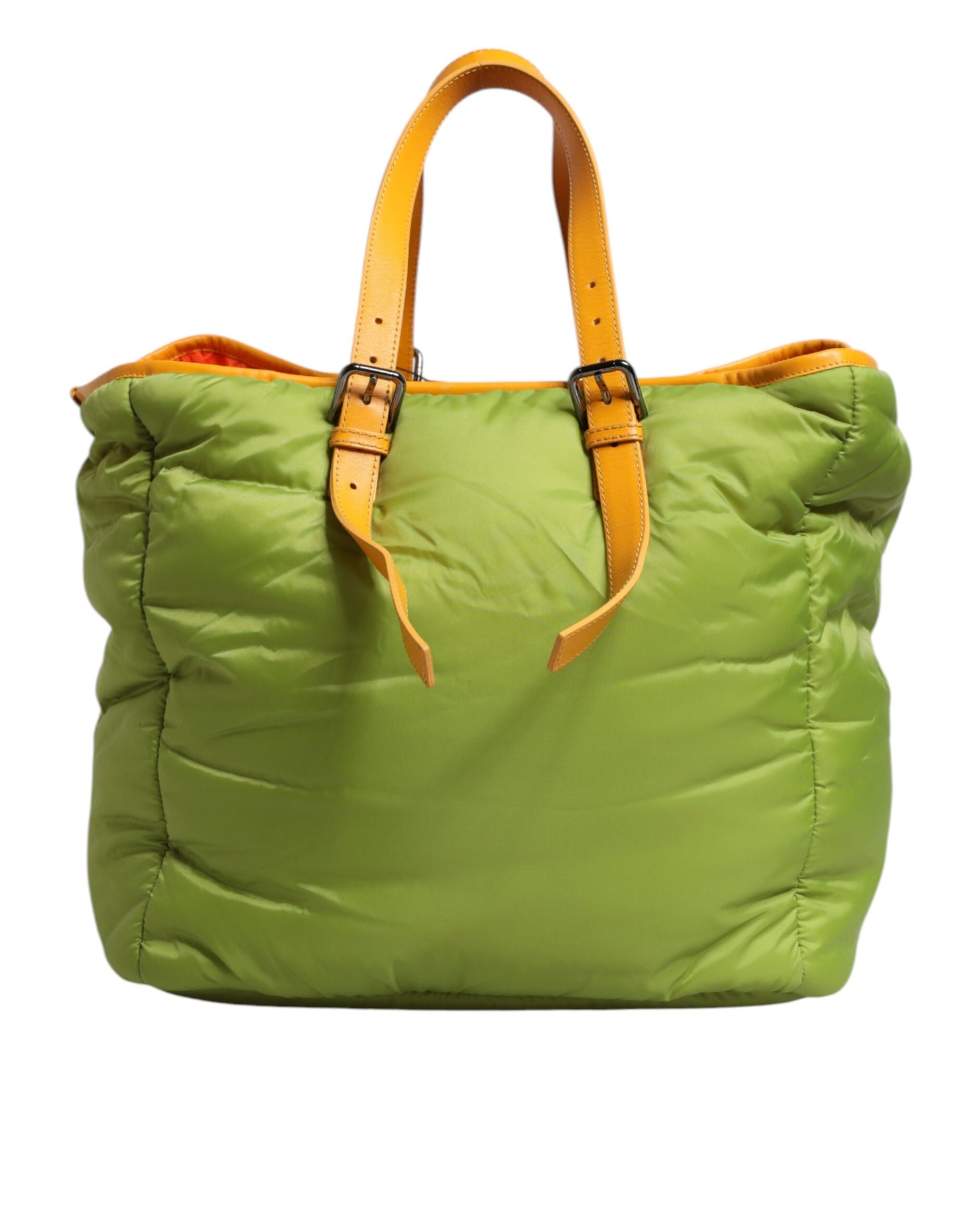 Dolce & Gabbana Grüne Nylon gepolsterte Logo Plaque Tote Umhängetasche für Damen