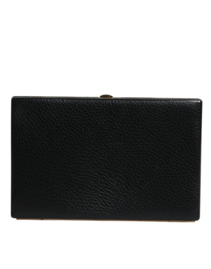 Dolce & Gabbana Schwarz Leder Gold Rahmen Clutch Handtasche – Elegante Miniatur-Geldbörse für Abendpartys