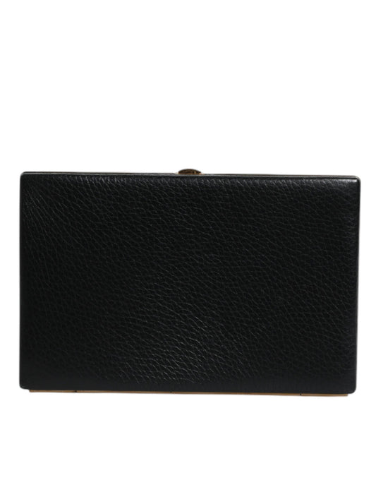 Dolce & Gabbana Schwarz Leder Gold Rahmen Clutch Handtasche – Elegante Miniatur-Geldbörse für Abendpartys
