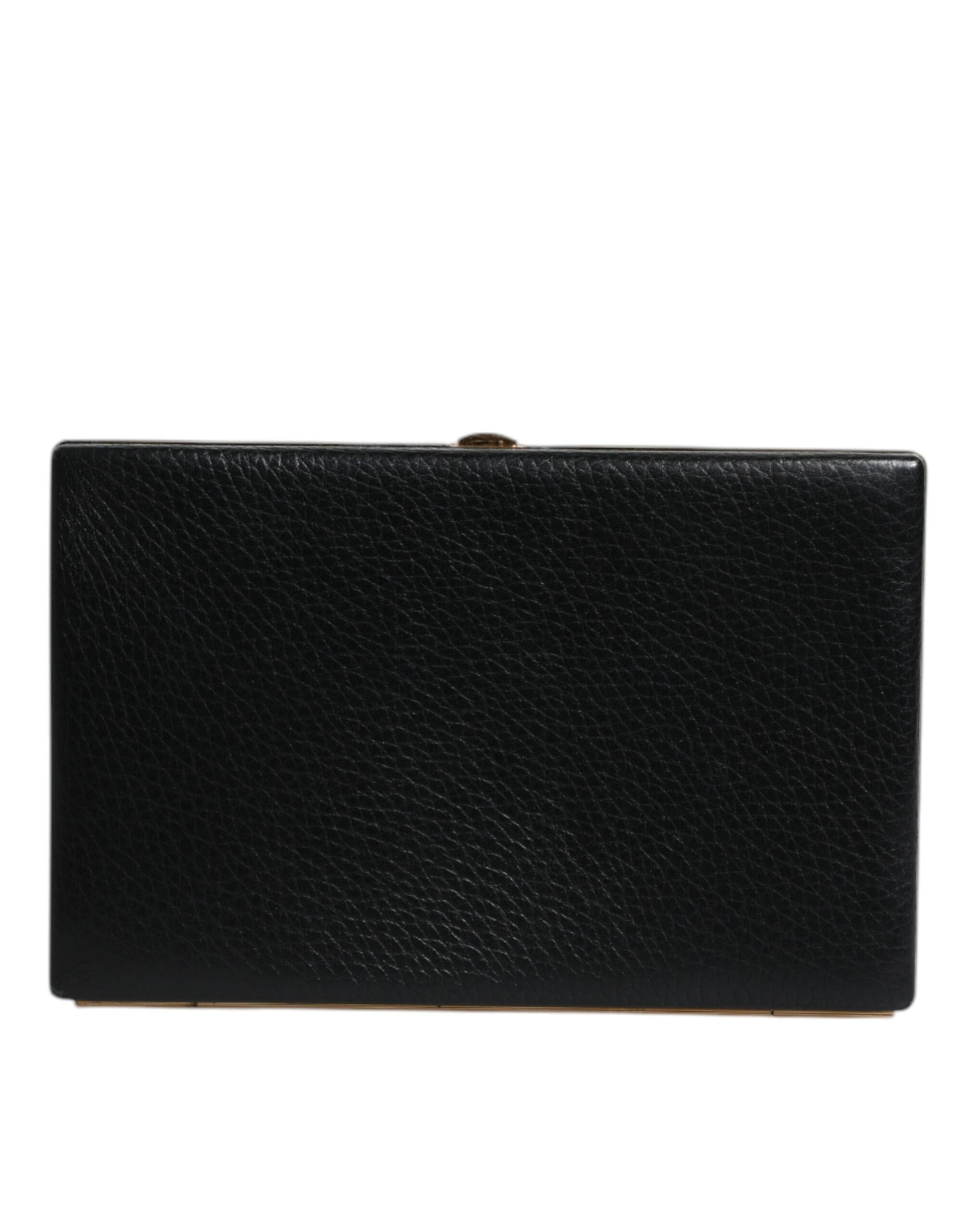 Dolce & Gabbana Schwarz Leder Gold Rahmen Clutch Handtasche – Elegante Miniatur-Geldbörse für Abendpartys
