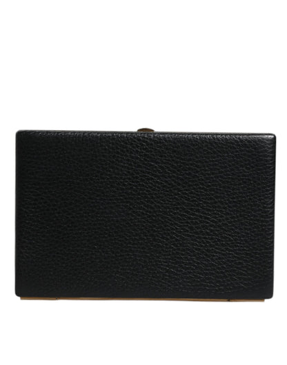 Dolce & Gabbana Schwarz Leder Gold Rahmen Clutch Handtasche – Elegante Miniatur-Geldbörse für Abendpartys