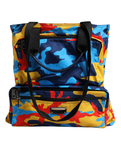 Dolce & Gabbana Multicolor Camouflage Nylon Einkaufstasche für Damen – Exklusive Tragetasche