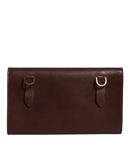 Dolce & Gabbana Braune Leder Umhängetasche mit Logo-Prägung - Exquisite Handwerkskunst