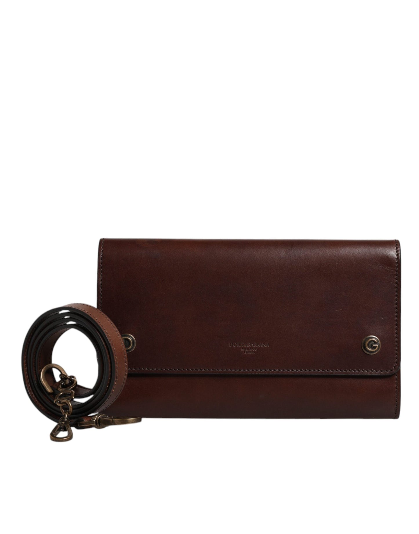 Dolce & Gabbana Braune Leder Umhängetasche mit Logo-Prägung - Exquisite Handwerkskunst