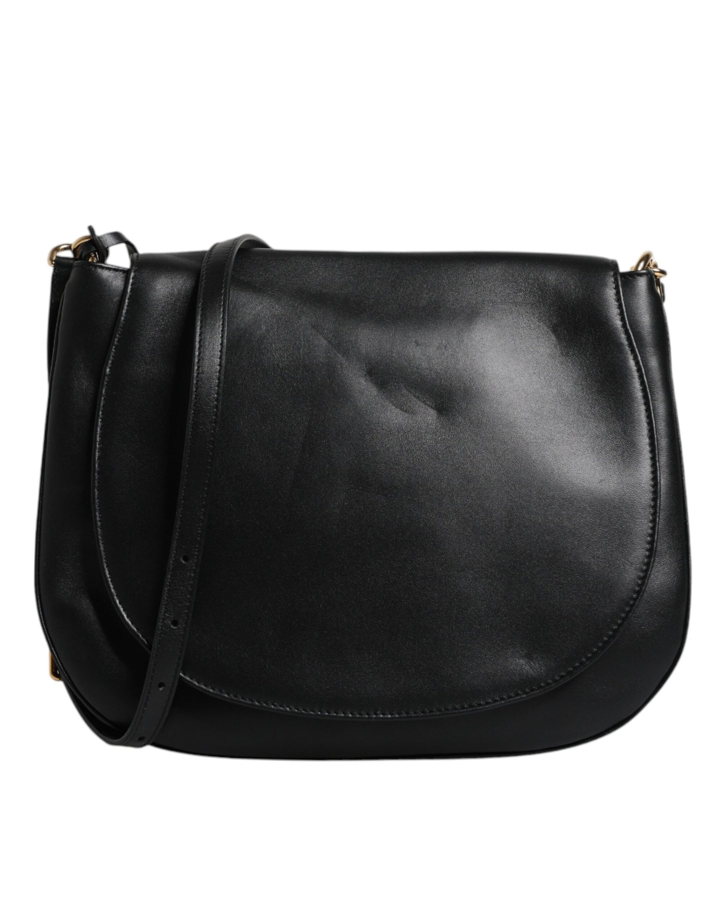 Dolce & Gabbana Schwarze Leder-Umhängetasche mit Klappe - Exklusive Damenhandtasche