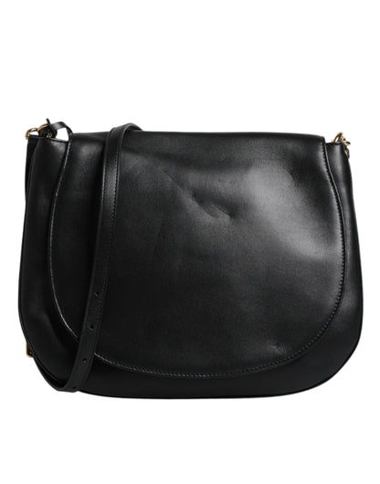 Dolce & Gabbana Schwarze Leder-Umhängetasche mit Klappe - Exklusive Damenhandtasche