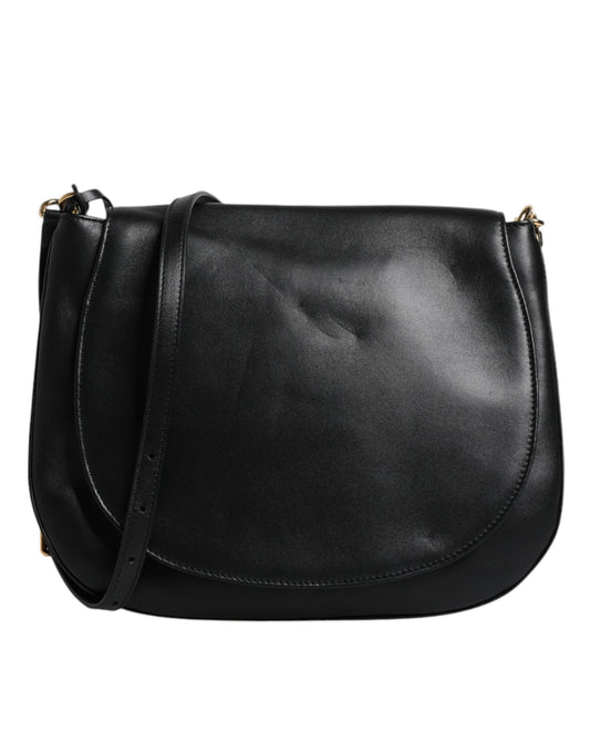 Dolce & Gabbana Schwarze Leder-Umhängetasche mit Klappe - Exklusive Damenhandtasche