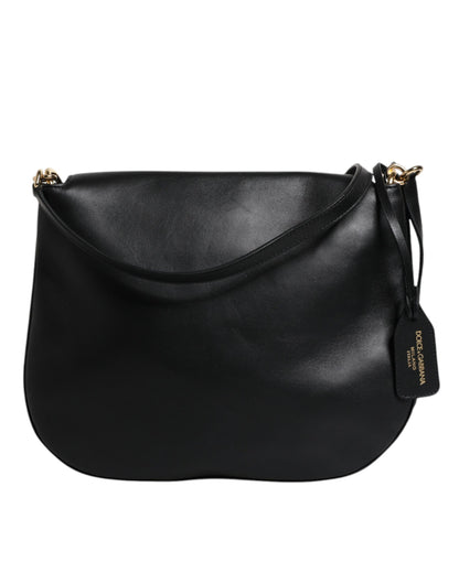 Dolce & Gabbana Schwarze Leder-Umhängetasche mit Klappe - Exklusive Damenhandtasche