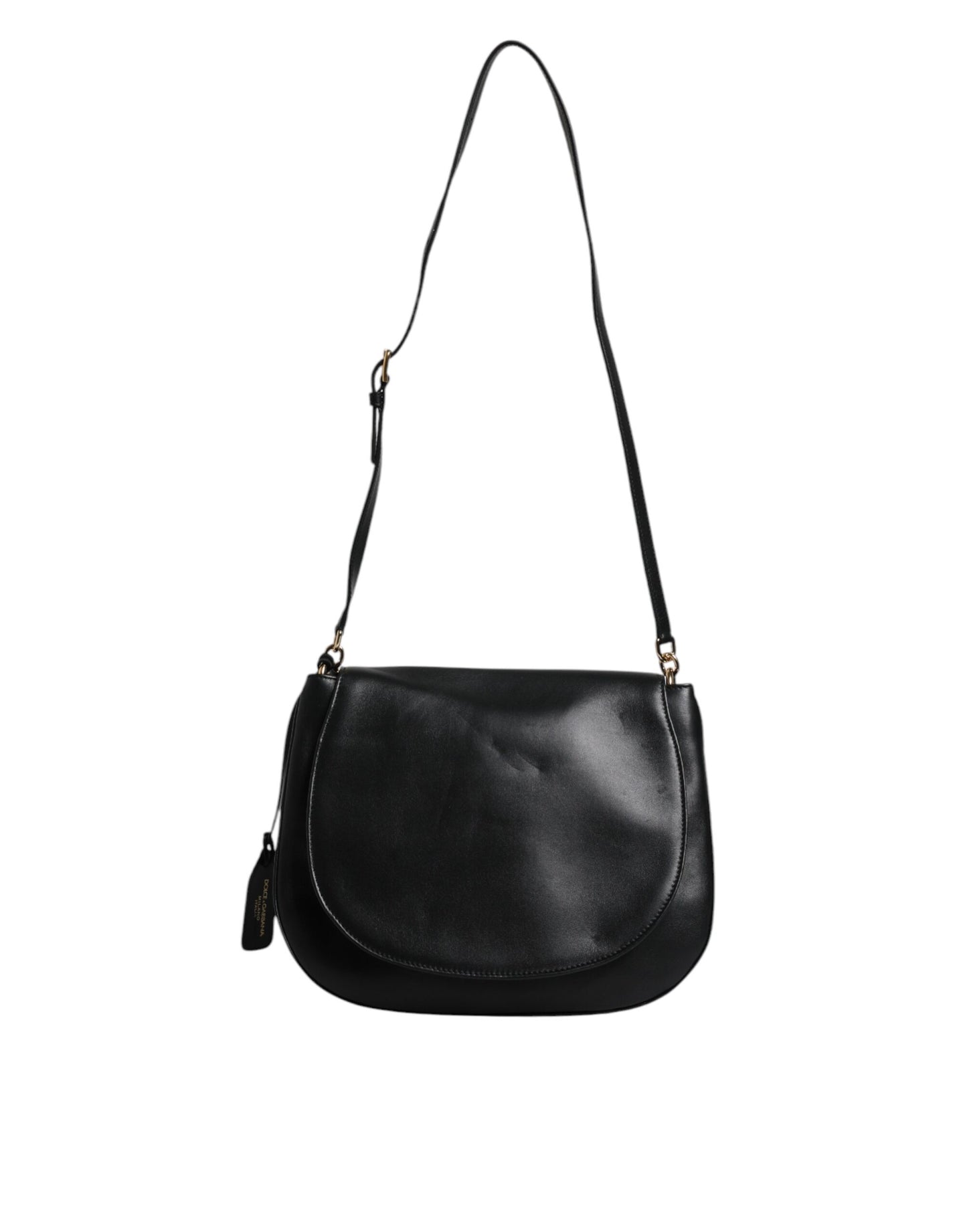 Dolce & Gabbana Schwarze Leder-Umhängetasche mit Klappe - Exklusive Damenhandtasche