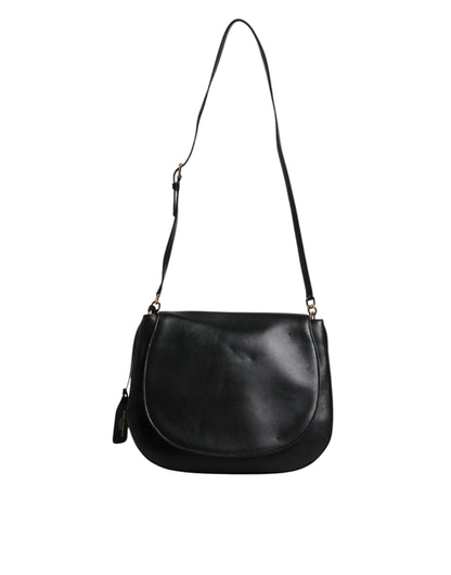 Dolce & Gabbana Schwarze Leder-Umhängetasche mit Klappe - Exklusive Damenhandtasche