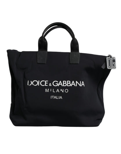 Dolce & Gabbana Schwarze Canvas DG Logo Damen Shopping Tote Bag – Exquisite Handtasche
