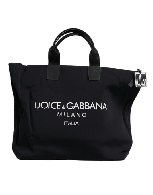 Dolce & Gabbana Schwarze Canvas DG Logo Damen Shopping Tote Bag – Exquisite Handtasche