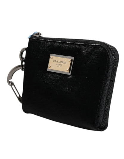 Dolce & Gabbana Schwarzer Nylon Logo Plaque Schlüsselanhänger Tasche Clutch - Eleganz pur