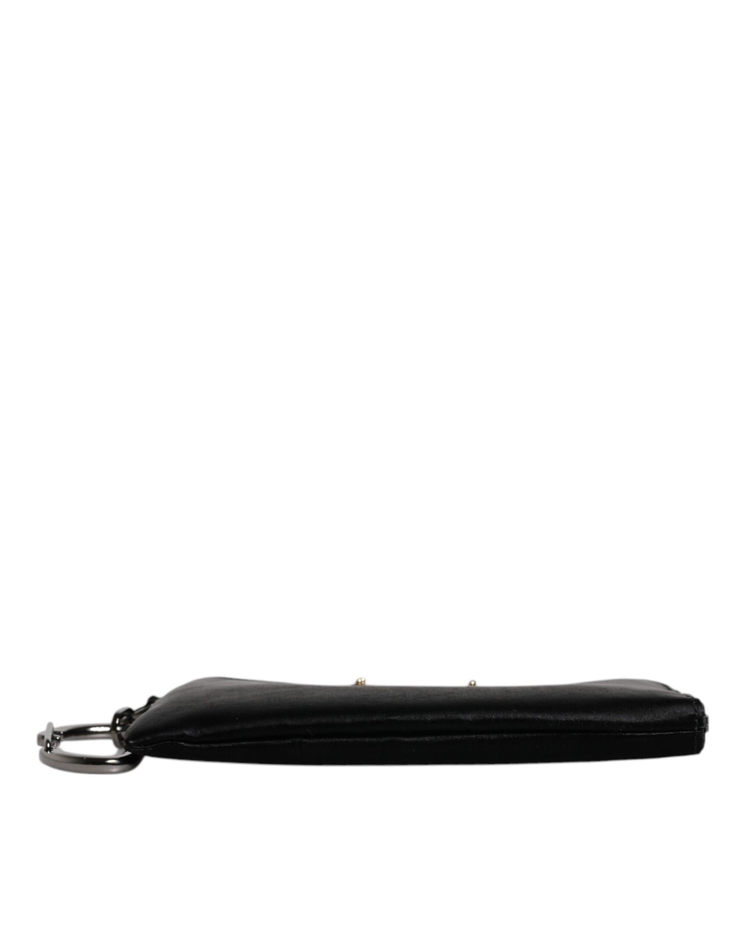 Dolce & Gabbana Schwarzer Nylon Logo Plaque Schlüsselanhänger Tasche Clutch - Eleganz pur